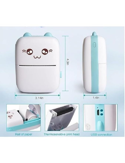 Mini Thermal Printer | Inkless Sticker Printer | USB APP Control Inkless Printer | Wireless Mini Pocket Printer for Labels, Stickers, Photos, Bookmarks, Cards, White