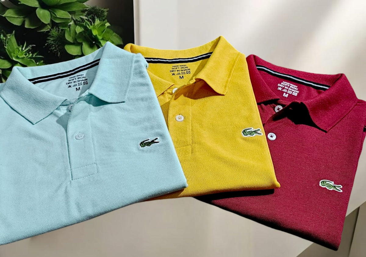 Polo Neck T-Shirt for Men (Multicolor, M) (Pack of 3)