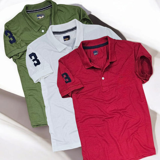 Polo Neck T-Shirt for Men (Multicolor, M) (Pack of 3)